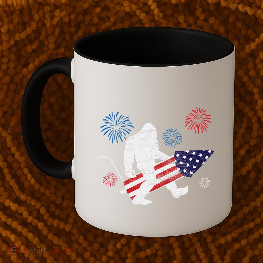 Bigfoot Fireworks Funny 4th Of July Sasquatch Patriotic Mug