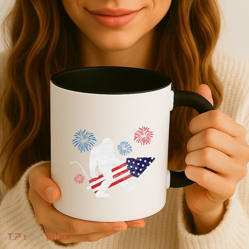 Bigfoot Fireworks Funny 4th Of July Sasquatch Patriotic Mug