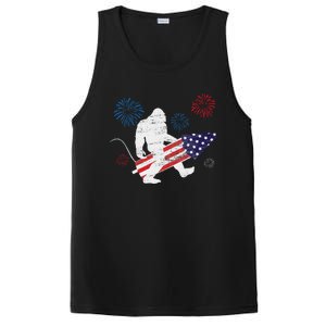 Bigfoot Fireworks Funny 4th Of July Sasquatch Patriotic PosiCharge Competitor Tank