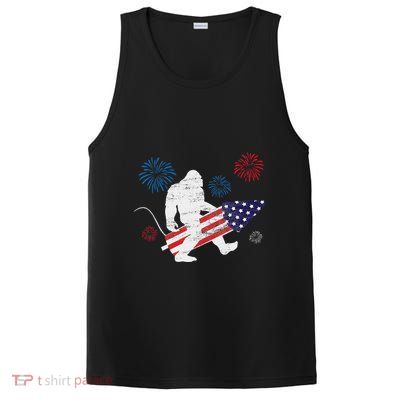 Bigfoot Fireworks Funny 4th Of July Sasquatch Patriotic PosiCharge Competitor Tank