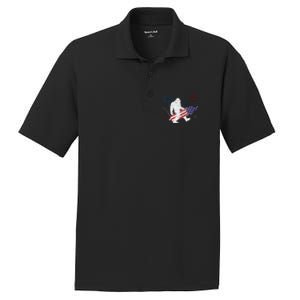 Bigfoot Fireworks Funny 4th Of July Sasquatch Patriotic PosiCharge RacerMesh Polo