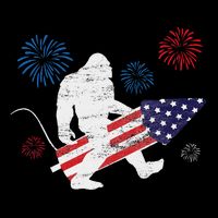 Bigfoot Fireworks Funny 4th Of July Sasquatch Patriotic Cropped Pullover Crew