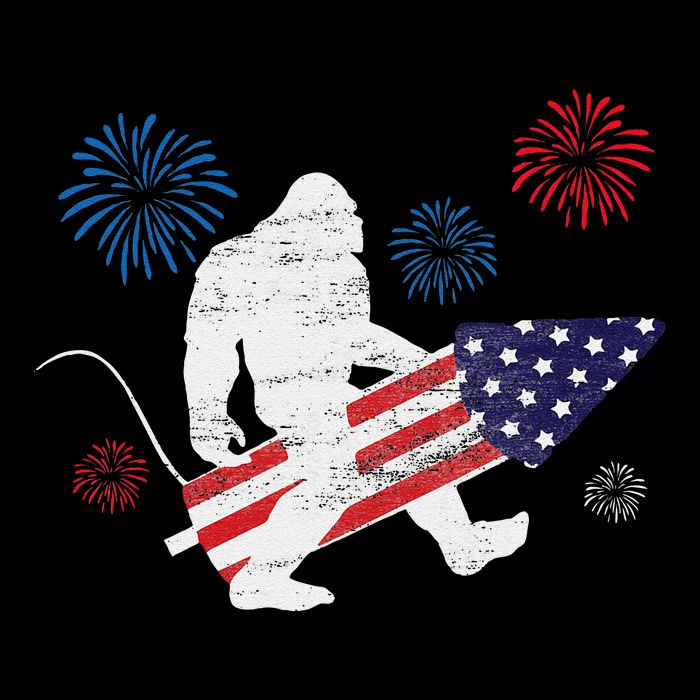 Bigfoot Fireworks Funny 4th Of July Sasquatch Patriotic Cropped Pullover Crew