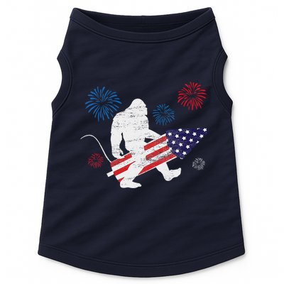 Bigfoot Fireworks Funny 4th Of July Sasquatch Patriotic Doggie Tank