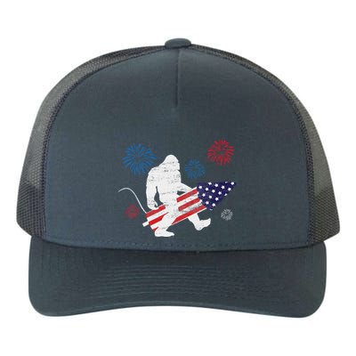 Bigfoot Fireworks Funny 4th Of July Sasquatch Patriotic Yupoong Adult 5-Panel Trucker Hat