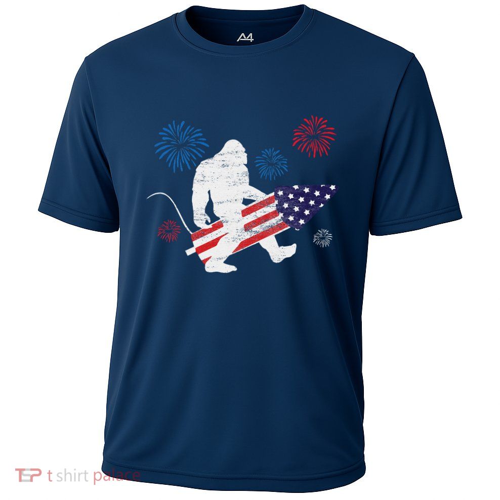 Bigfoot Fireworks Funny 4th Of July Sasquatch Patriotic Performance Shirt
