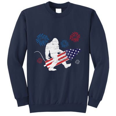 Bigfoot Fireworks Funny 4th Of July Sasquatch Patriotic Sweatshirt