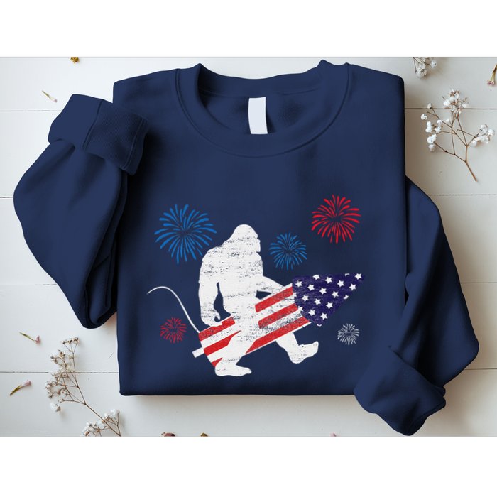 Bigfoot Fireworks Funny 4th Of July Sasquatch Patriotic Sweatshirt