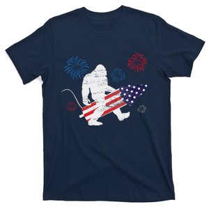 Bigfoot Fireworks Funny 4th Of July Sasquatch Patriotic T-Shirt