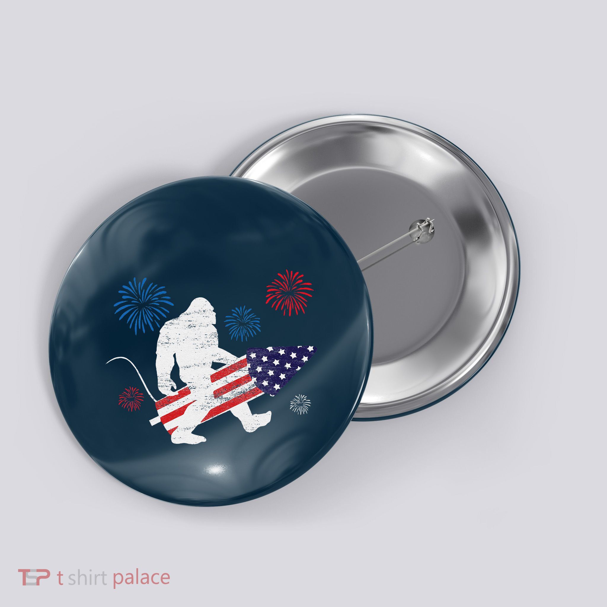 Bigfoot Fireworks Funny 4th Of July Sasquatch Patriotic Button