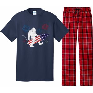 Bigfoot Fireworks Funny 4th Of July Sasquatch Patriotic Pajama Set