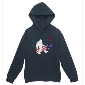 Bigfoot Fireworks Funny 4th Of July Sasquatch Patriotic Urban Pullover Hoodie