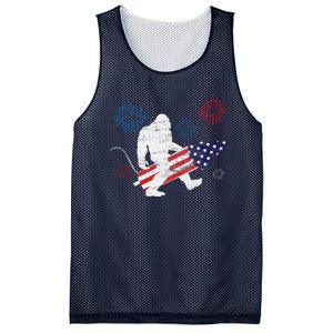 Bigfoot Fireworks Funny 4th Of July Sasquatch Patriotic Mesh Reversible Basketball Jersey Tank