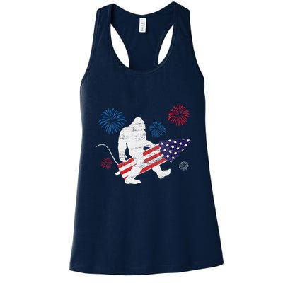 Bigfoot Fireworks Funny 4th Of July Sasquatch Patriotic Womens Tank Top