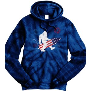 Bigfoot Fireworks Funny 4th Of July Sasquatch Patriotic Tie Dye Hoodie