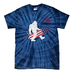 Bigfoot Fireworks Funny 4th Of July Sasquatch Patriotic Tie-Dye T-Shirt