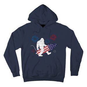 Bigfoot Fireworks Funny 4th Of July Sasquatch Patriotic Tall Hoodie