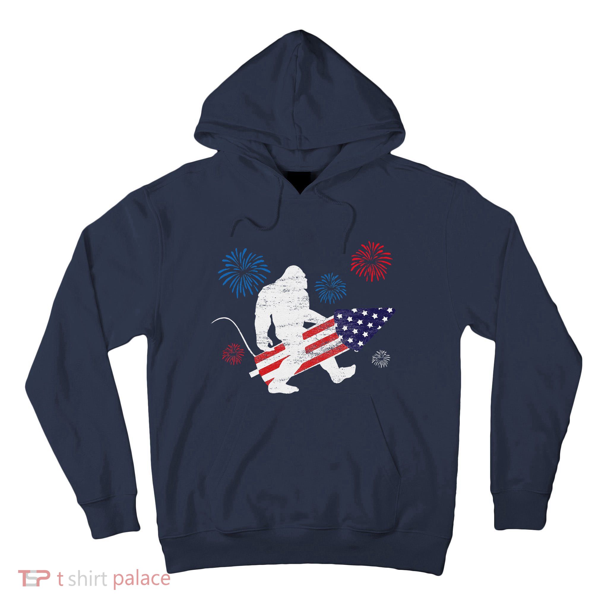 Bigfoot Fireworks Funny 4th Of July Sasquatch Patriotic Tall Hoodie