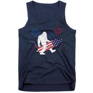 Bigfoot Fireworks Funny 4th Of July Sasquatch Patriotic Tank Top