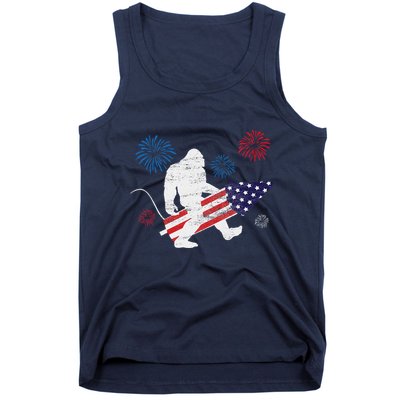 Bigfoot Fireworks Funny 4th Of July Sasquatch Patriotic Tank Top