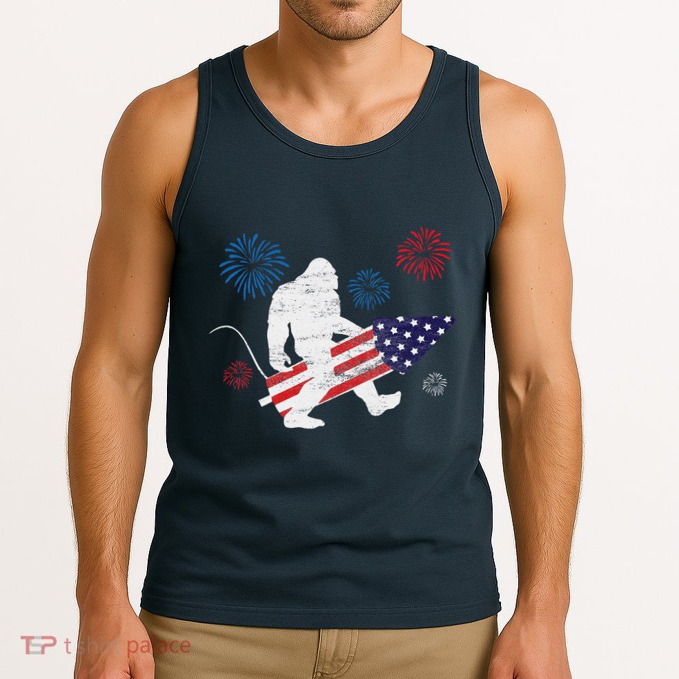 Bigfoot Fireworks Funny 4th Of July Sasquatch Patriotic Tank Top