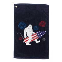 Bigfoot Fireworks Funny 4th Of July Sasquatch Patriotic Golf Towel