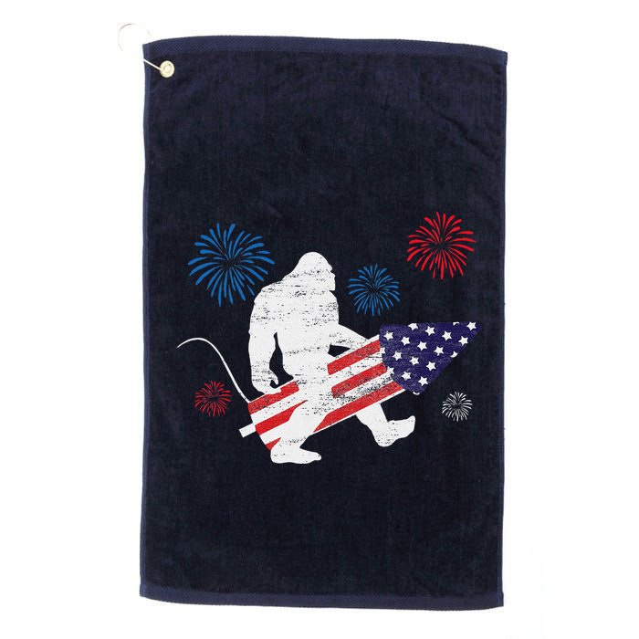 Bigfoot Fireworks Funny 4th Of July Sasquatch Patriotic Golf Towel