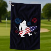 Bigfoot Fireworks Funny 4th Of July Sasquatch Patriotic Golf Towel
