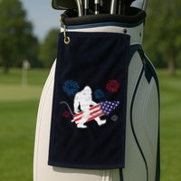 Bigfoot Fireworks Funny 4th Of July Sasquatch Patriotic Golf Towel