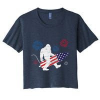 Bigfoot Fireworks Funny 4th Of July Sasquatch Patriotic Crop Top