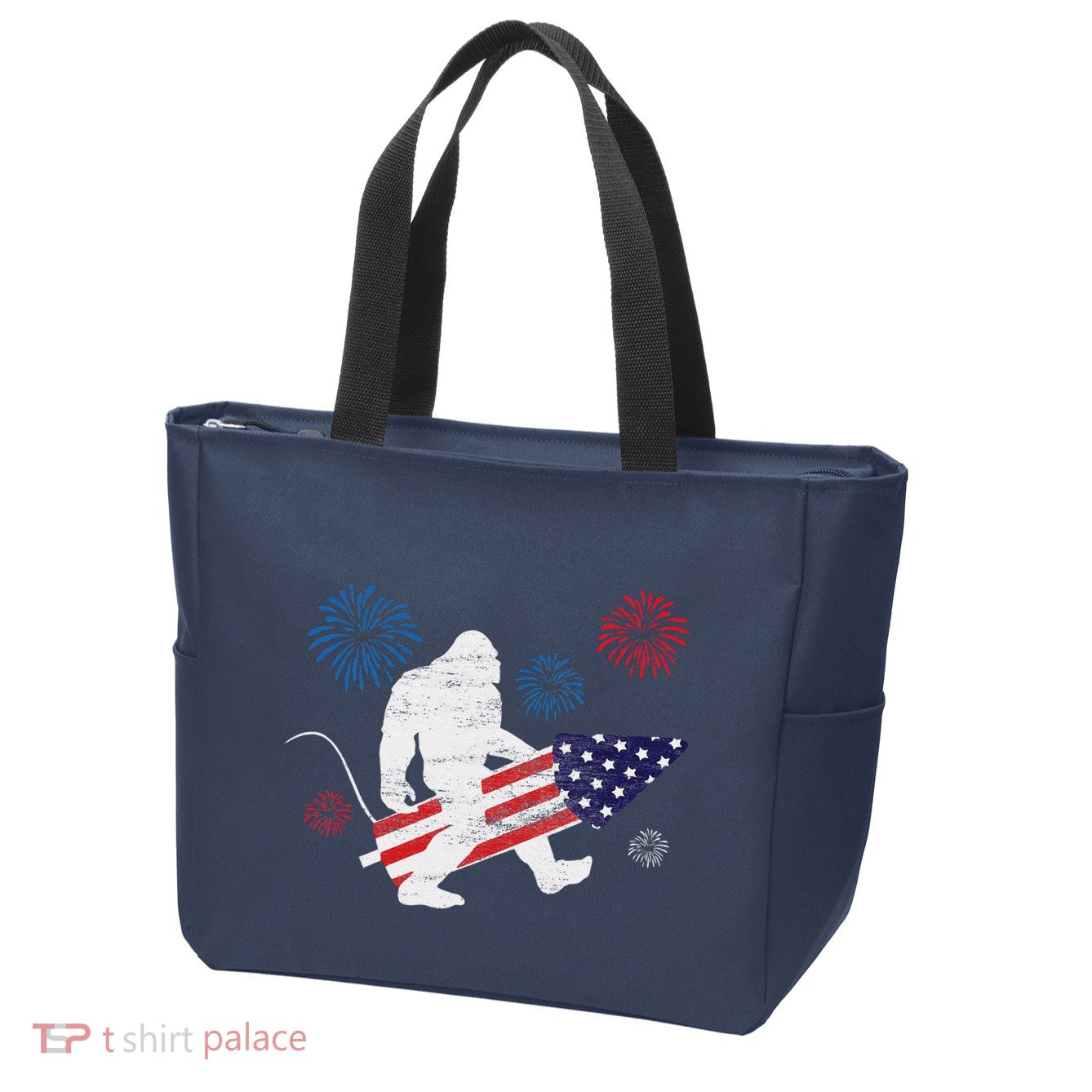 Bigfoot Fireworks Funny 4th Of July Sasquatch Patriotic Zip Tote Bag