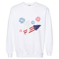 Bigfoot Fireworks Funny 4th Of July Sasquatch Patriotic Garment-Dyed Sweatshirt