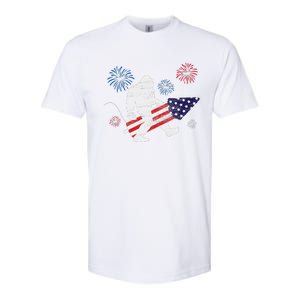 Bigfoot Fireworks Funny 4th Of July Sasquatch Patriotic Softstyle CVC T-Shirt