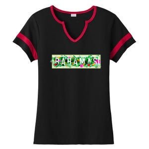 Bahamas Framed Floral Design Ladies Halftime Notch Neck Tee