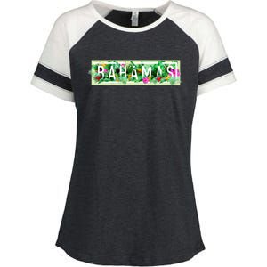 Bahamas Framed Floral Design Enza Ladies Jersey Colorblock Tee