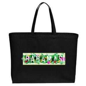 Bahamas Framed Floral Design Cotton Canvas Jumbo Tote