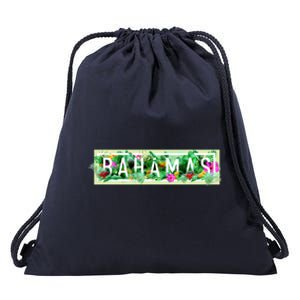 Bahamas Framed Floral Design Drawstring Bag