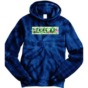 Bahamas Framed Floral Design Tie Dye Hoodie