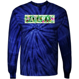 Bahamas Framed Floral Design Tie-Dye Long Sleeve Shirt