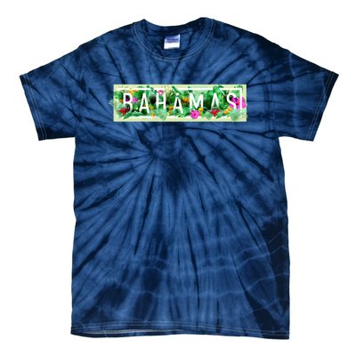 Bahamas Framed Floral Design Tie-Dye T-Shirt