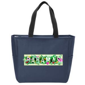 Bahamas Framed Floral Design Zip Tote Bag