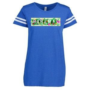 Bahamas Framed Floral Design Enza Ladies Jersey Football T-Shirt