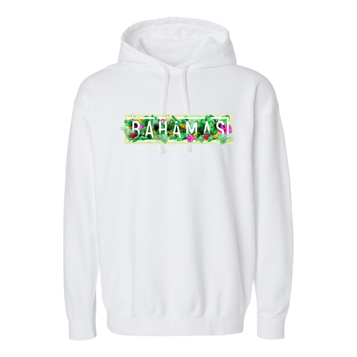 Bahamas Framed Floral Design Garment-Dyed Fleece Hoodie