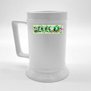 Bahamas Framed Floral Design Beer Stein