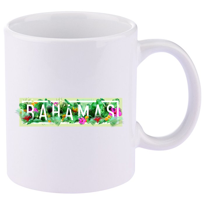 Bahamas Framed Floral Design 11oz C Handle Ceramic Mug