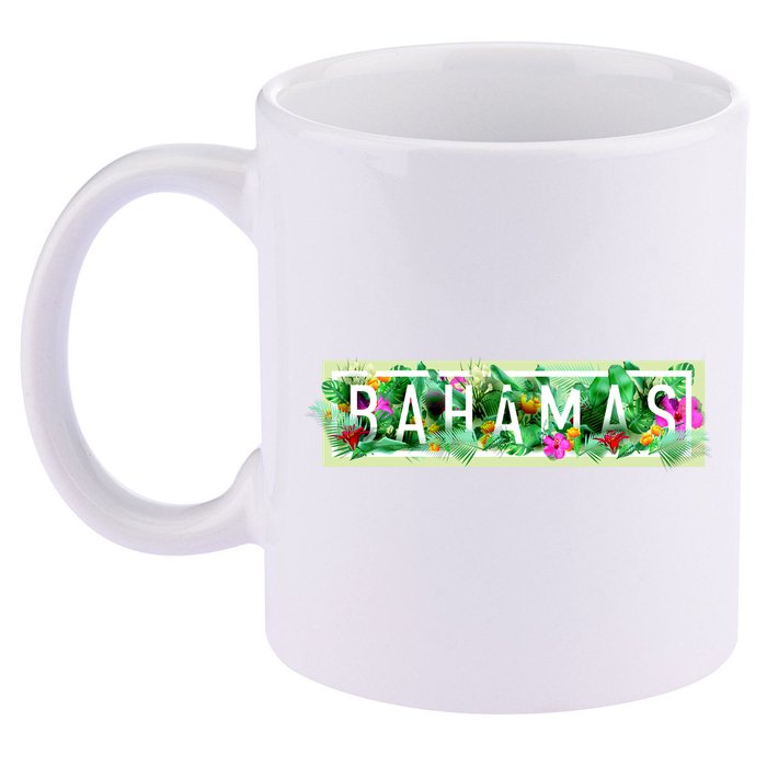 Bahamas Framed Floral Design 11oz C Handle Ceramic Mug