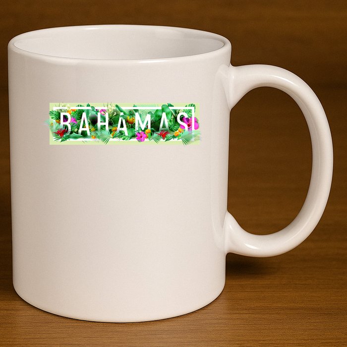 Bahamas Framed Floral Design 11oz C Handle Ceramic Mug