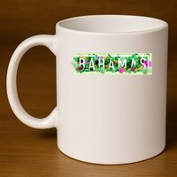 Bahamas Framed Floral Design 11oz C Handle Ceramic Mug