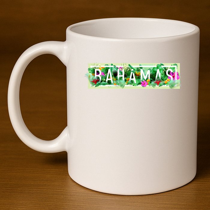 Bahamas Framed Floral Design 11oz C Handle Ceramic Mug