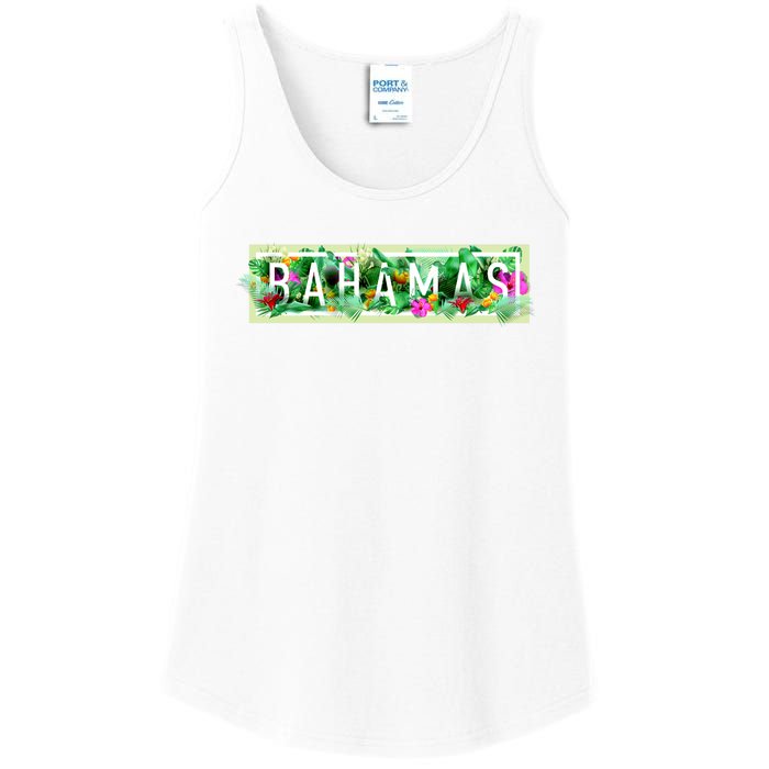 Bahamas Framed Floral Design Ladies Essential Tank